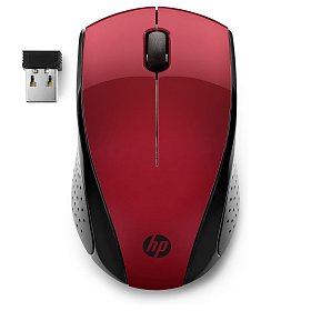 Мишка бездротова HP 220, чорно-червоний
