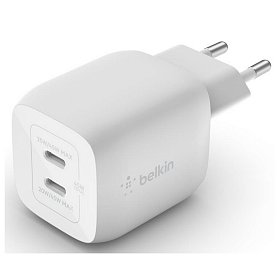 Зарядний пристрій мережевий Belkin 45Вт 2хUSB-С GAN PD PPS, білий