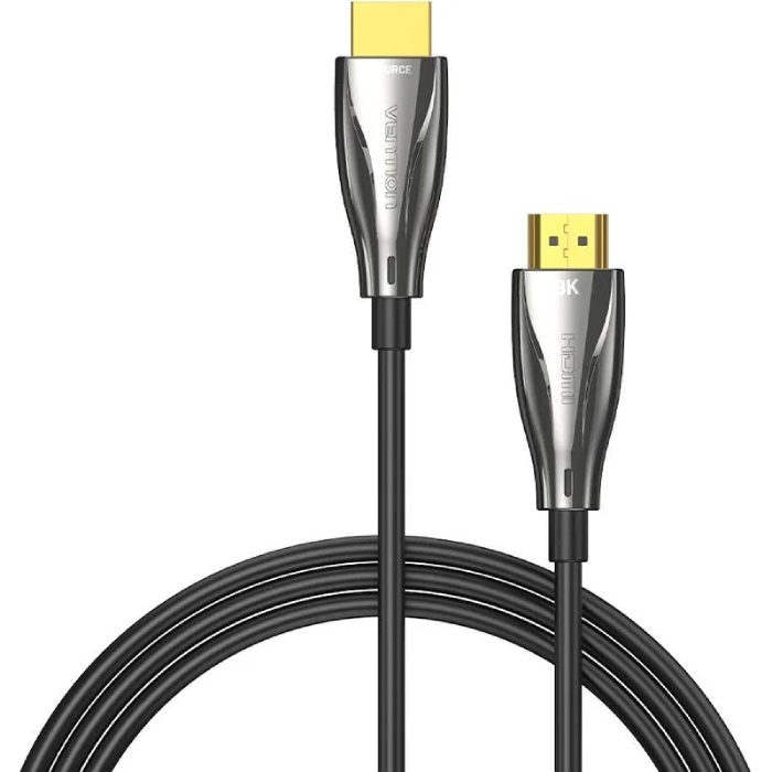 Кабель Vention HDMI M - M, 60.0 м, V2.1, Optical 8K 60Гц 48Gbps Dolby 7.1 TPE Black Zinc Alloy Type