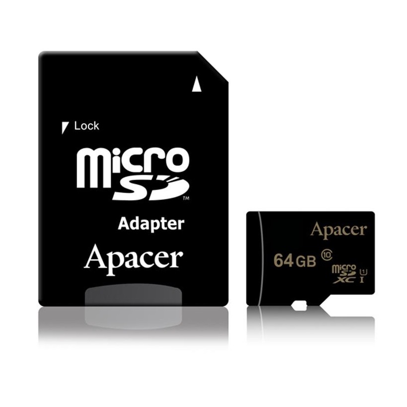 Карта памяти APACER 64GB MicroSDXC UHS-I Class 10 + SD adapter (AP64GMCSX10U1-R)