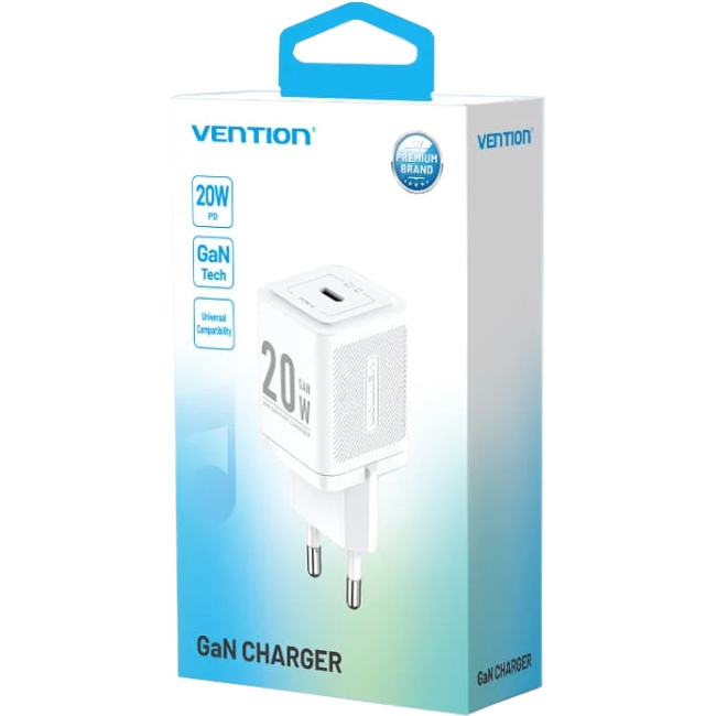 Зарядний пристрій Vention 1xUSB-C 20W PD білий
