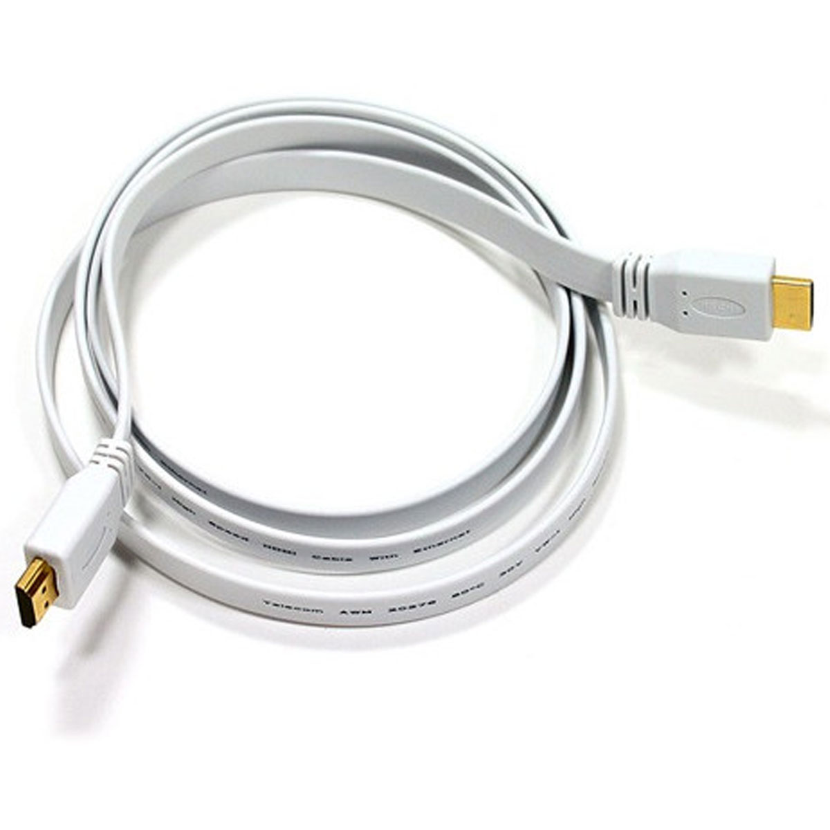 Кабель HDMI M-M, 3.0 м, V1.4, 4K 60Hz, плоский, белый, ЧП