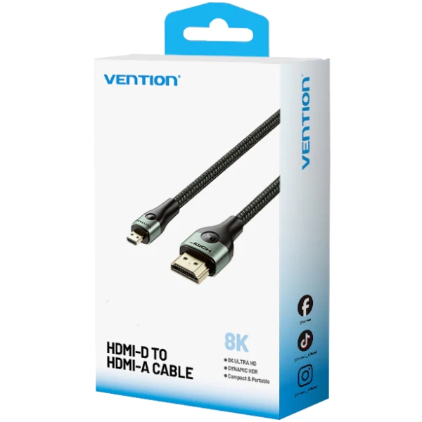 Кабель Vention HDMI M - Micro HDMI M, 1.0 м, V2.0 8K 60Гц Aluminum Alloy Type, Green