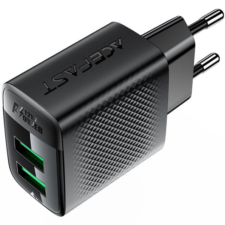 Зарядний пристрій Acefast 2xUSB 12W (USB-Ax2) A86 Black