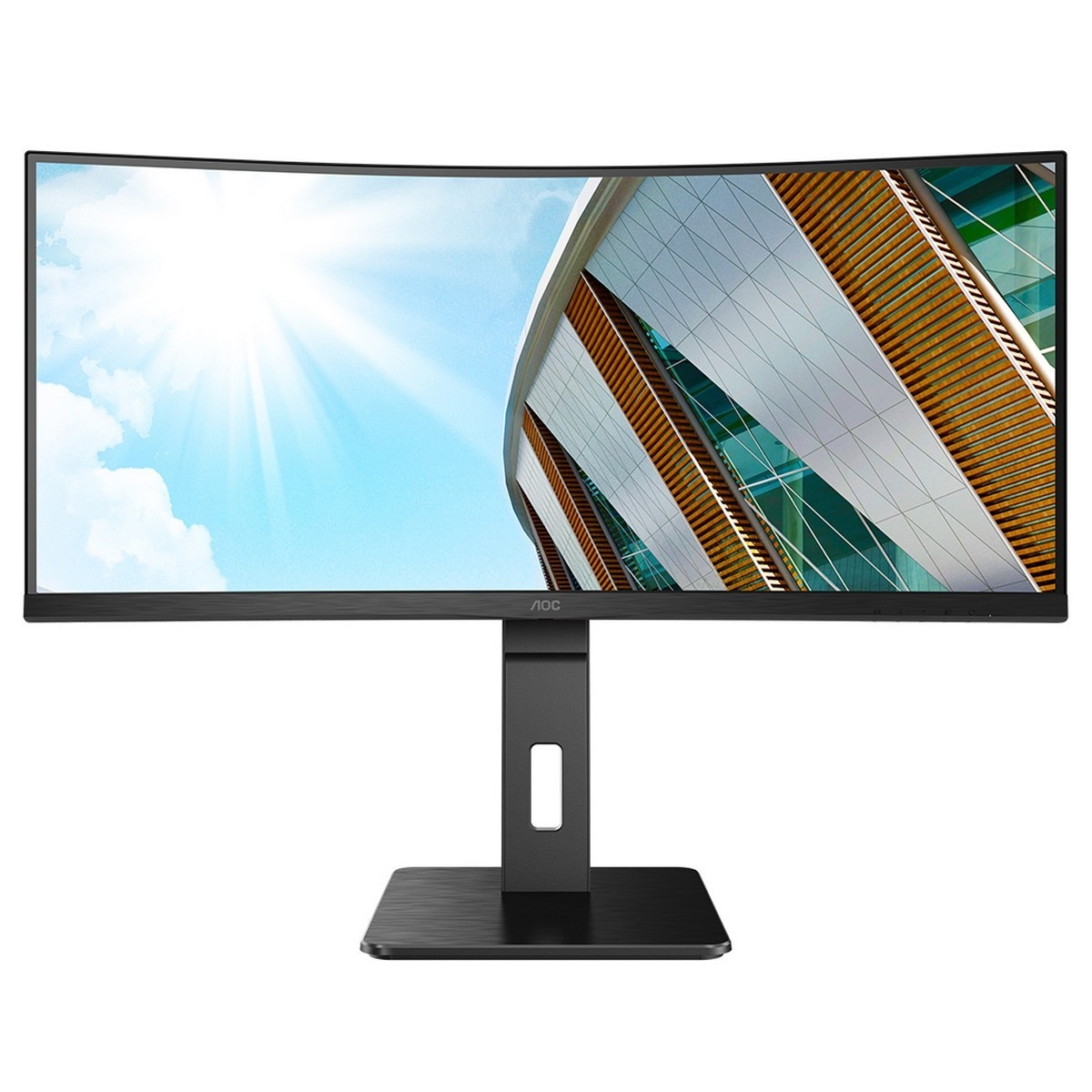 TFT 34&quot; AOC CU34P2C, WQHD, VA, 100Гц, изогнутый, DP, HDMI, USB-C, USB, колонки, черный