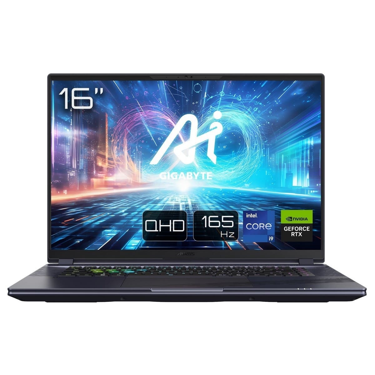 Ноутбук AORUS 16 QHD 165Hz, Intel i9-14900HX, 32GB, F2TB, NVD4070-8, W11, черный