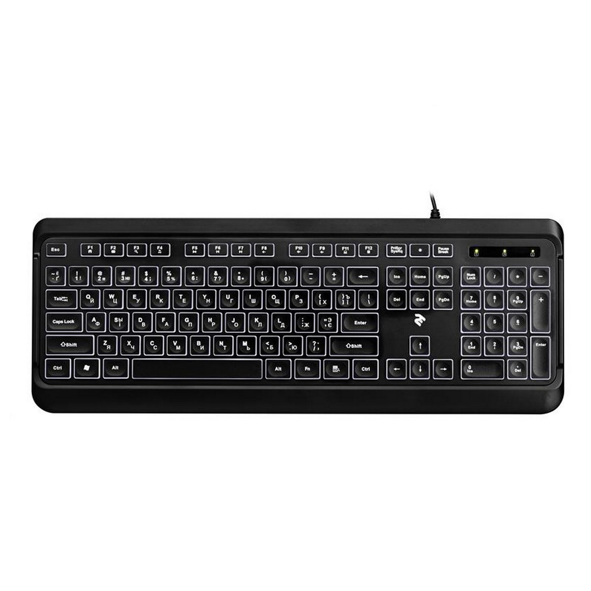 Клавиатура 2E KS120 White Backlight Ukr Black USB (2E-KS120UB)