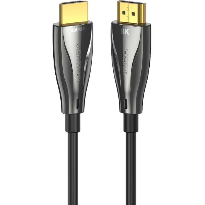 Кабель Vention HDMI M - M, 15.0 м, V2.1, Optical 8K 60Гц 48Gbps Dolby 7.1 TPE Black Zinc Alloy