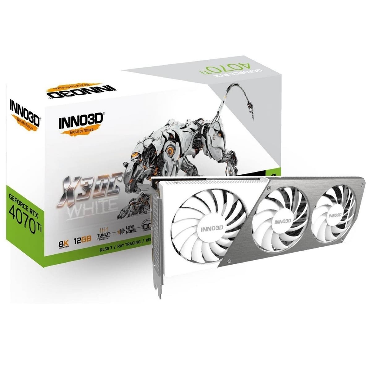 Відеокарта GeForce RTX4070 Ti Inno3D X3 OC WHITE, 12GB GDDR6X, 192bit, PCI Express (N407T3-126XX-186148W)