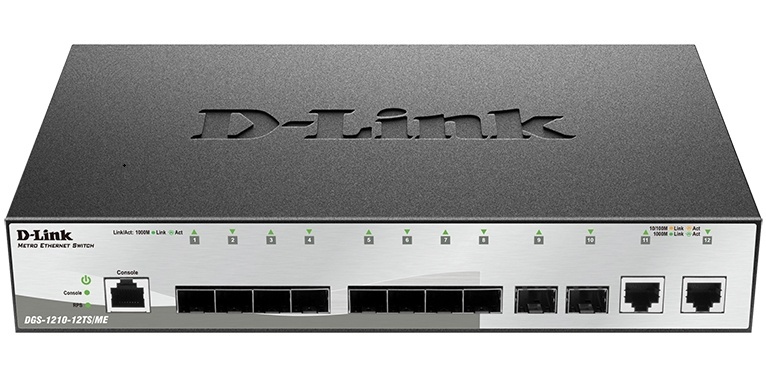 Коммутатор D-Link DGS-1210-12TS/ME (10xSFP,  2xGE, L2)