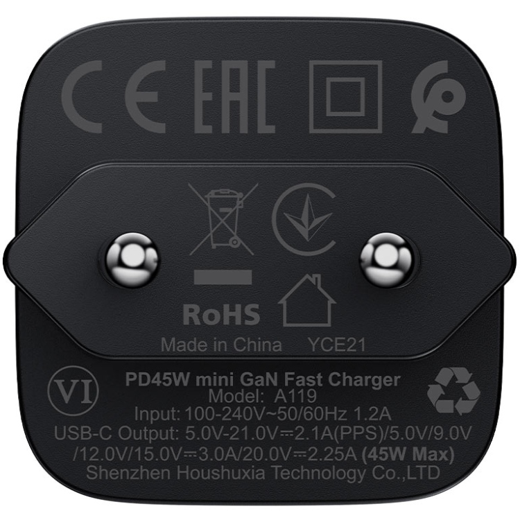 Зарядное устройство Acefast 1xUSB-C 45W Gan A119 Fast Charger black