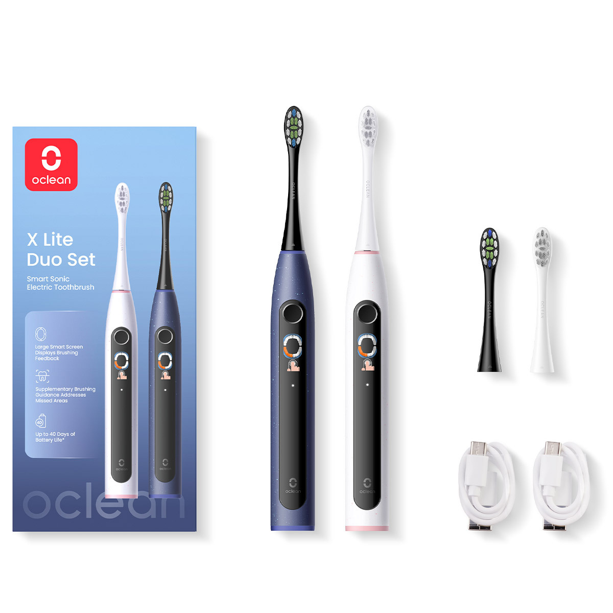 Электрическая зубная щетка Oclean X Lite Duo Set Blue + Grey