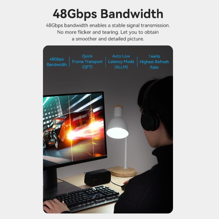 Кабель Vention HDMI M - M, 60.0 м, V2.1, Optical 8K 60Гц 48Gbps Dolby 7.1 TPE Black Zinc Alloy Type