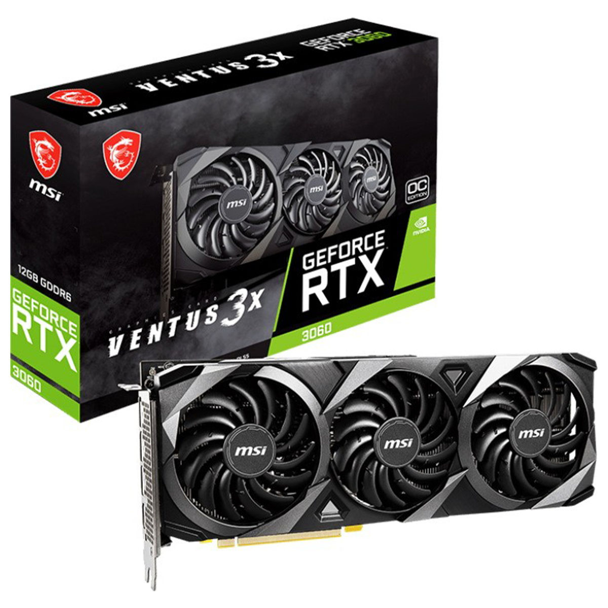 Видеокарта MSI GeForce RTX 3060 12GB GDDR6 Ventus 3X OC (GeForce RTX 3060 VENTUS 3X 12G OC)