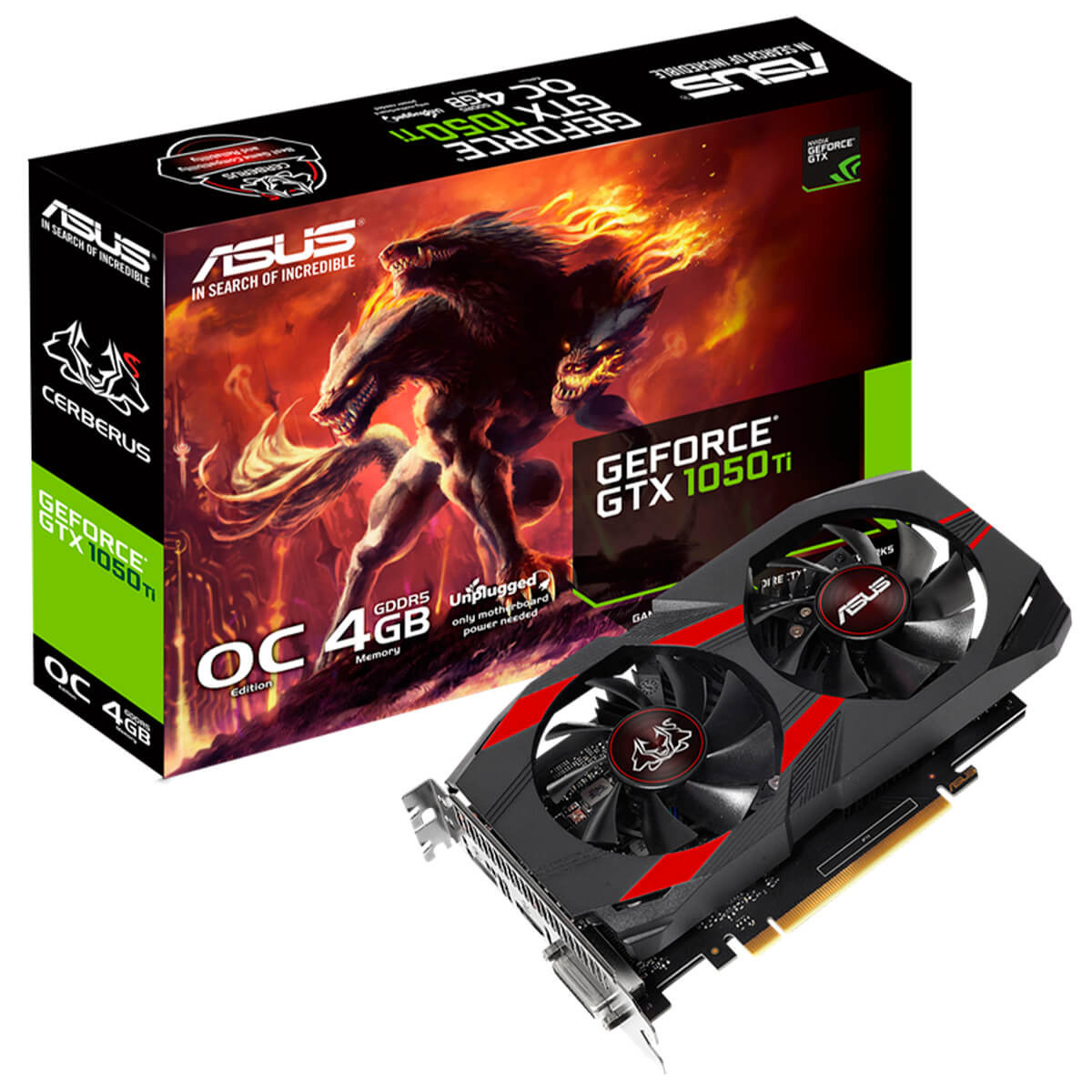 Asus GeForce GTX 1050 Ti 4GB GDDR5 Cerberus OC (CERBERUS-GTX1050TI-O4G)