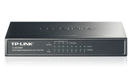 Комутатор TP-Link TL-SG1008P (4x1000Mb+4PoE 53Вт max)