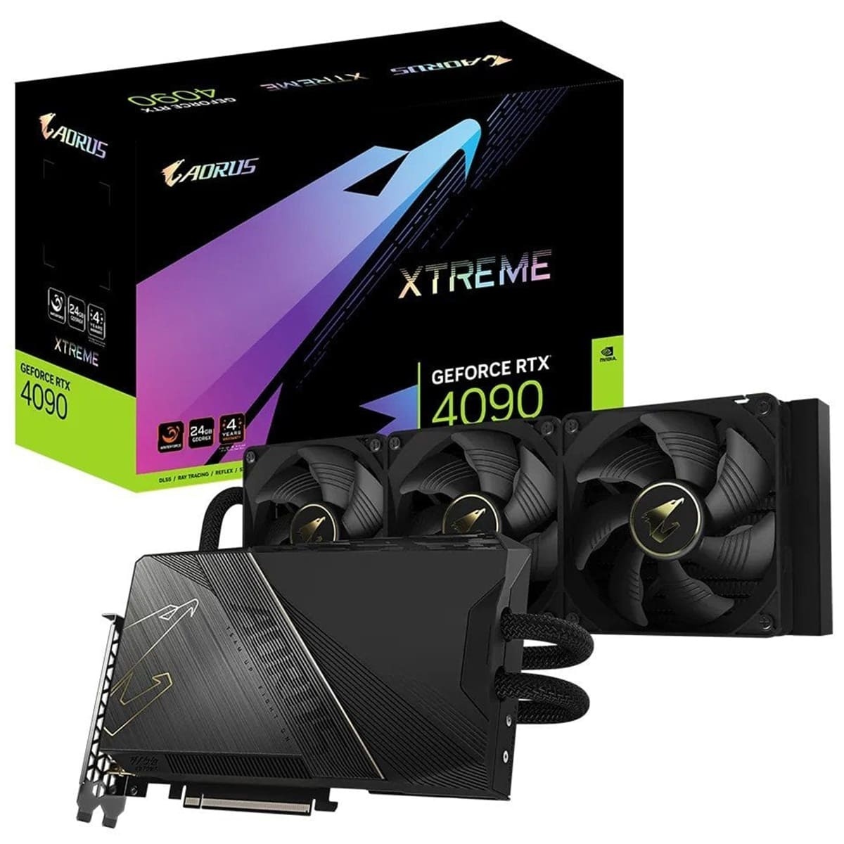 Видеокарта GIGABYTE GeForce RTX 4090 24GB GDDR6X EXTREME WATERFORCE (GV-N4090AORUSX_W-24GD)