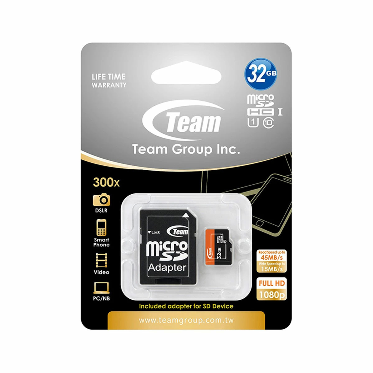 Карта памяти Team MicroSDHC UHS-I 32GB + SD-adapter (TUSDH32GUHS03