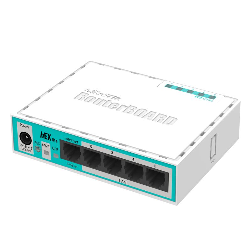 Маршрутизатор MikroTik RouterBOARD RB750r2 hEX lite (850MHz/64Mb, 5х100Мбит, PoE in)