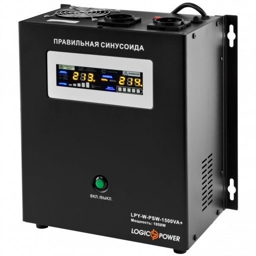 ИБП LogicPower LPY-W-PSW-1500VA+ (1050Вт)10A/15A, с правильной синусоидой, 24V, настенный (LP4145)