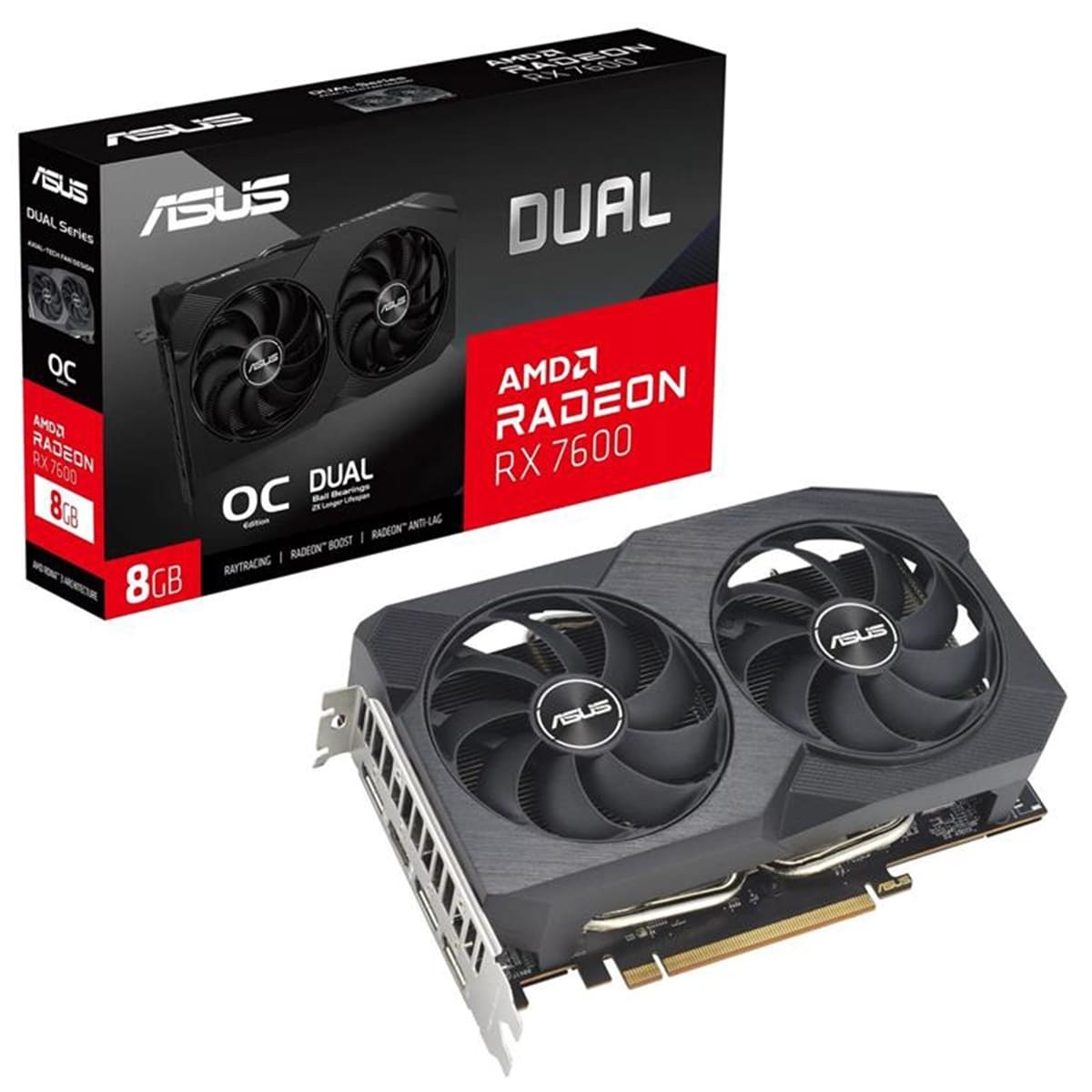 Видеокарта AMD Radeon RX 7600 8GB GDDR6 Dual V2 OC Asus (DUAL-RX7600-O8G-V2)