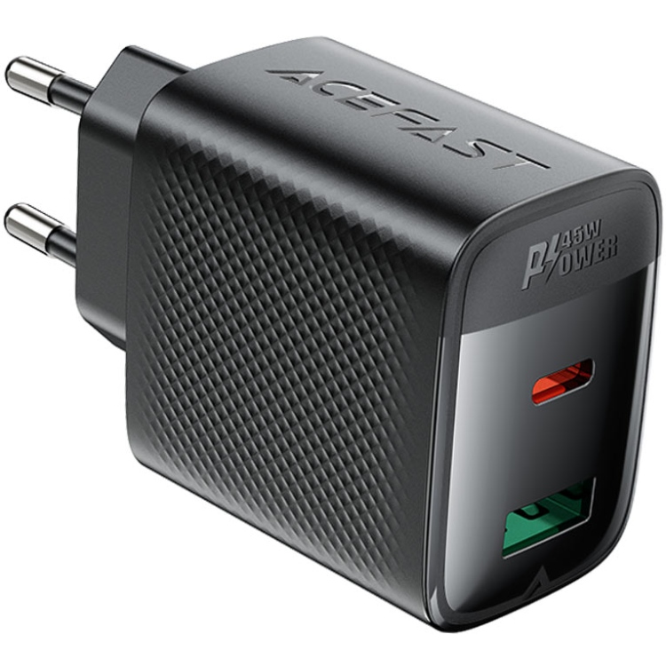 Зарядний пристрій Acefast 2xUSB 45W (USB-C+USB-A) Gan A106 Black