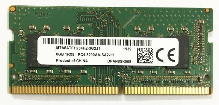 Оперативна пам'ять Micron SO-DIMM DDR4 8GB 3200 Mhz (MTA8ATF1G64HZ-3G2R1)