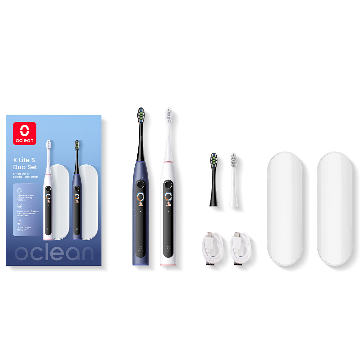 Электрическая зубная щетка Oclean X Lite S Duo Set Blue + Grey