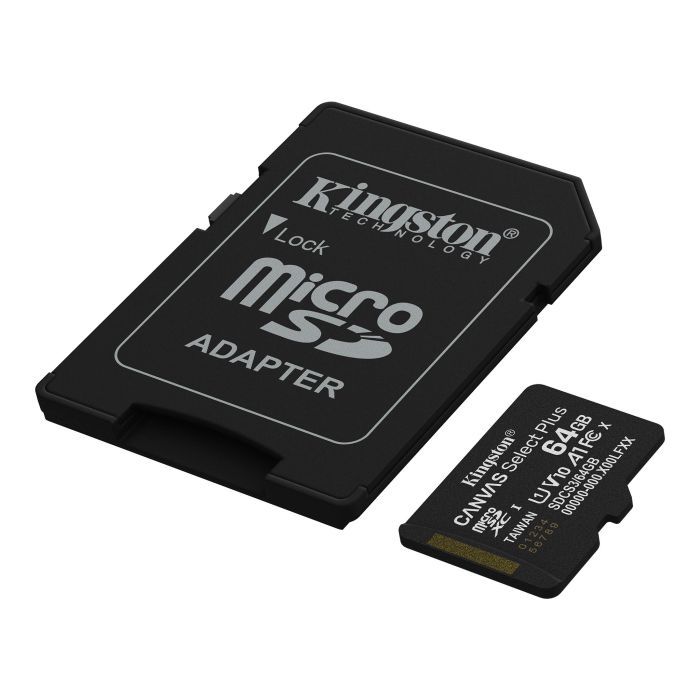 Карта пам'яті Kingston microSD 64GB C10 UHS-I A1 V10 R100MB/s + SD (SDCS3/64GB)