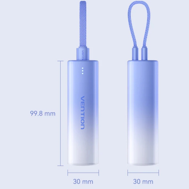 УМБ Vention 5000mAh 20W PD, USB-C In/Out, Lightning In/Out, with cable, Gradient Blue