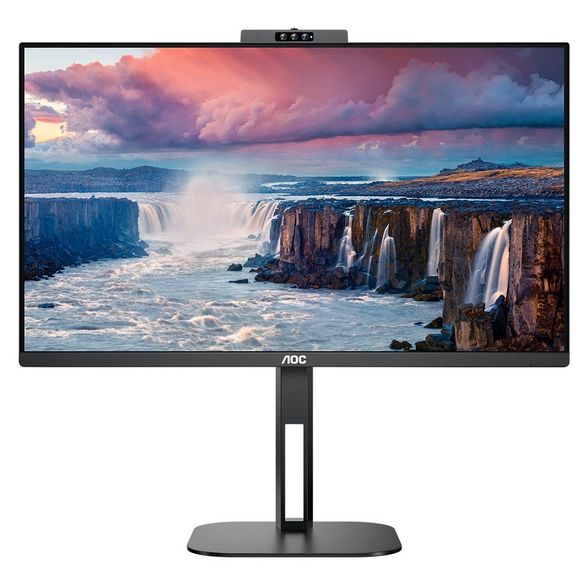 TFT 23.8&quot; AOC 24V5CW/BK, FHD, IPS, 75Гц, 1 мс, HDMI, DP, USB-C, webcam, USB-hub, HAS, Pivot, колонки