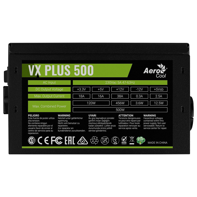 Блок живлення AeroCool VX Plus Stealth 500 (ACPN-VS50NEY.12) 500W