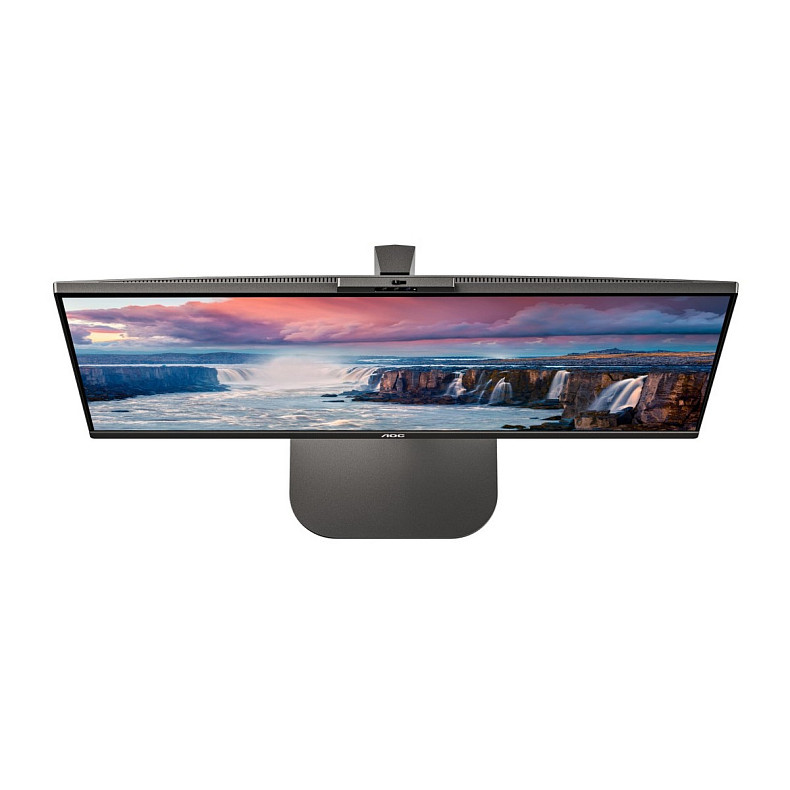 TFT 27" AOC Q27V5CW/BK, QHD, IPS, 75Гц, 1 мс, HDMI, DP, USB-C, USB-hub, HAS, Pivot, webcam, колонки