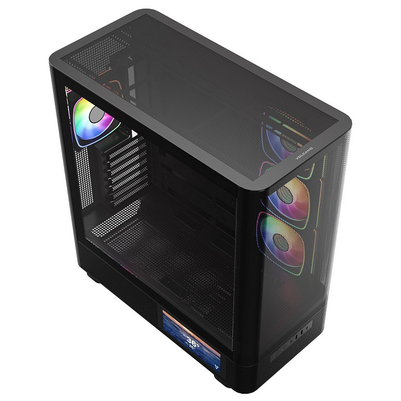 Корпус Modecom VOLCANO AQ400 ARGB MIDI SIDE LCD 6,2”, 4x120mm fans BLACK без БЖ ATX