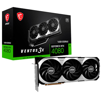 Видеокарта MSI GeForce RTX 4080 16GB GDDR6X Ventus 3X OC (GeForce RTX 4080 16GB VENTUS 3X OC)