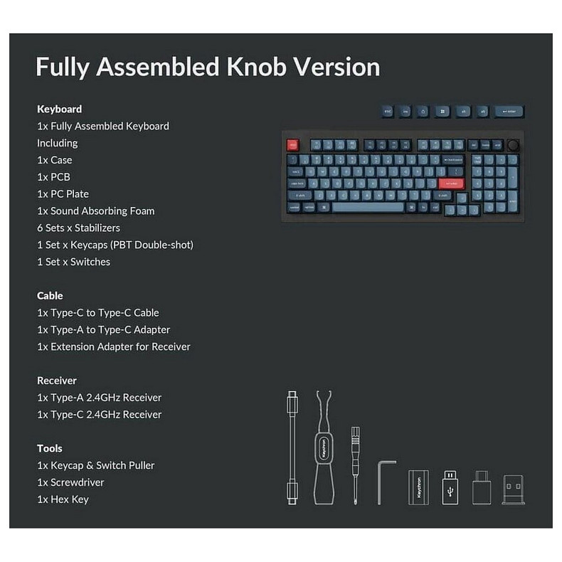 Клавіатура Keychron V5 Max 100Key Gateron Jupiter Red Knob WL/BT/USB-A Hot-Swap QMK