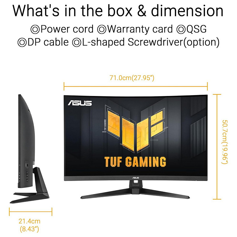 Монитор Asus TUF Gaming VG32WQ3B 31.5" IPS 180Hz Black Curved (90LM0AP1-B01171)