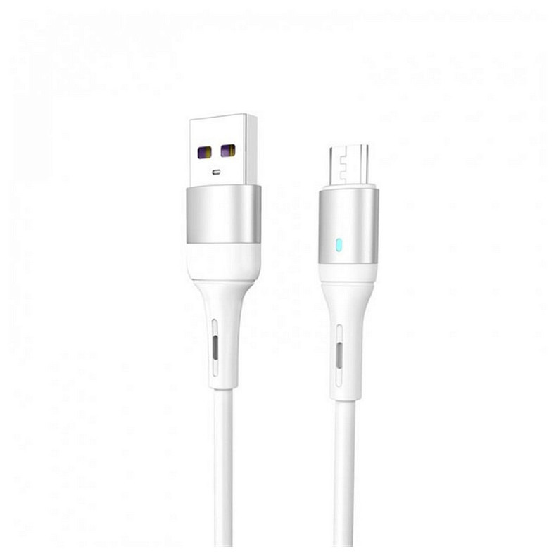 Кабель SkyDolphin S06V LED Smart Power USB - microUSB 1м, White (USB-000558)
