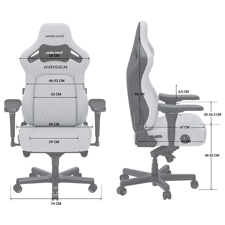 Крісло для геймерів Anda Seat Kaiser 4 Dark gray Fabric Size L (AD12YDDC-L-20-GB-CF)