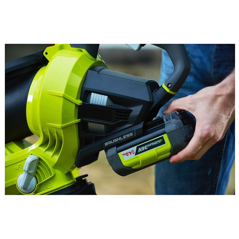 Повітродув-пилосос садовий акумуляторний Ryobi Max Power RBV36B 36В безщітковий 238км/год мішок 45л