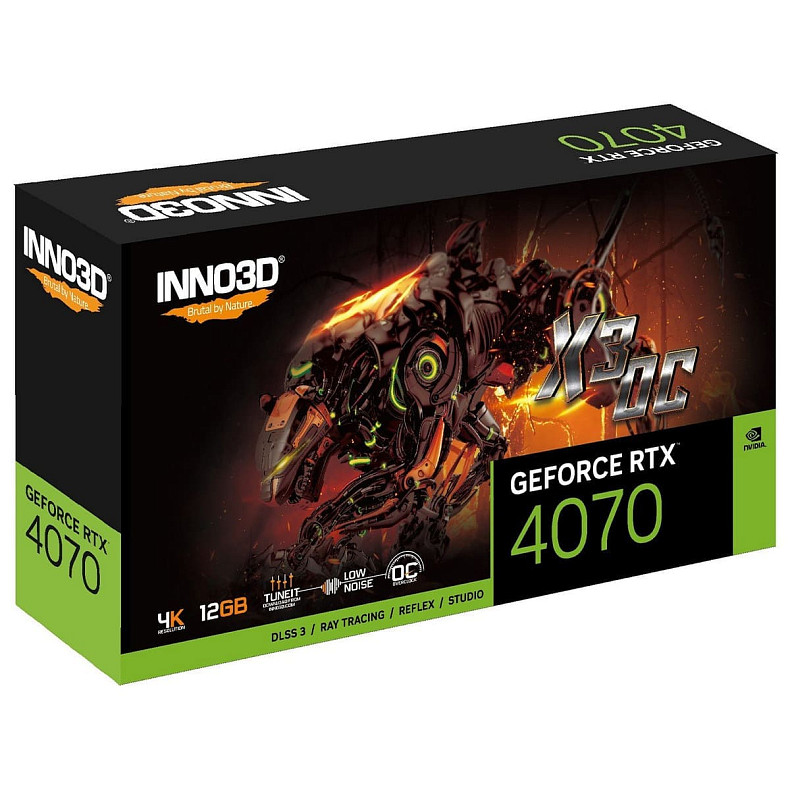 Видеокарта GeForce RTX4070 Inno3D X3 OC, 12GB GDDR6X, 192bit, PCI Express (N40703-126XX-185252L)