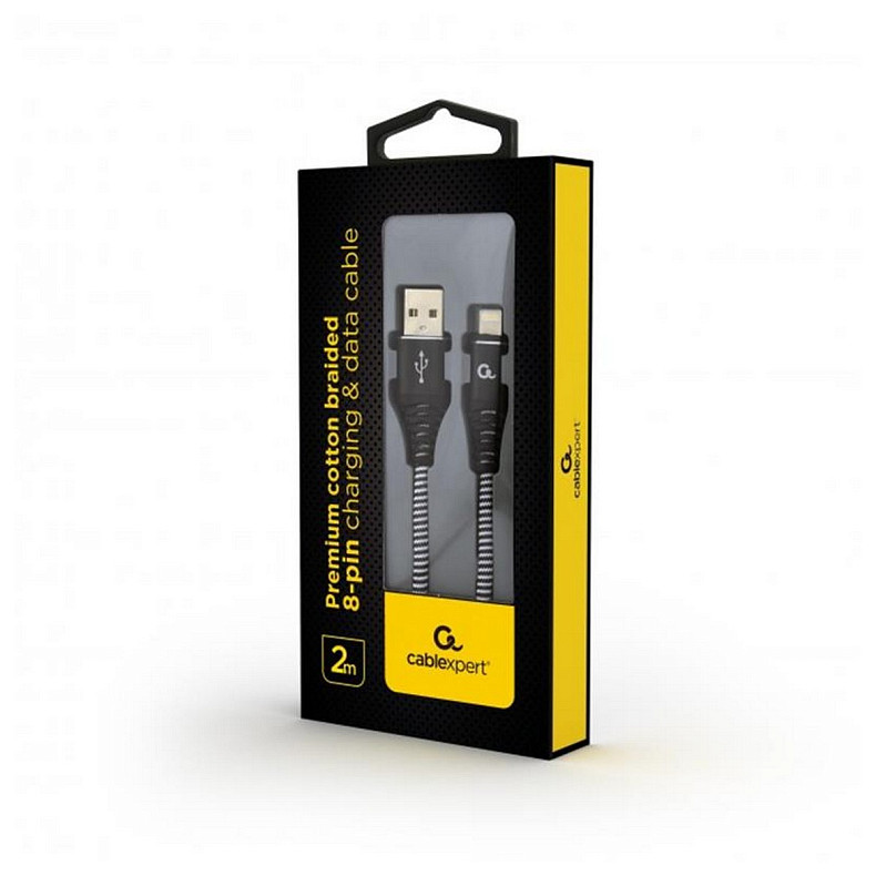 Кабель Cablexpert (CC-USB2B-AMLM-2M-BW) USB 2.0 A - Lightning, премиум, 2м, черный