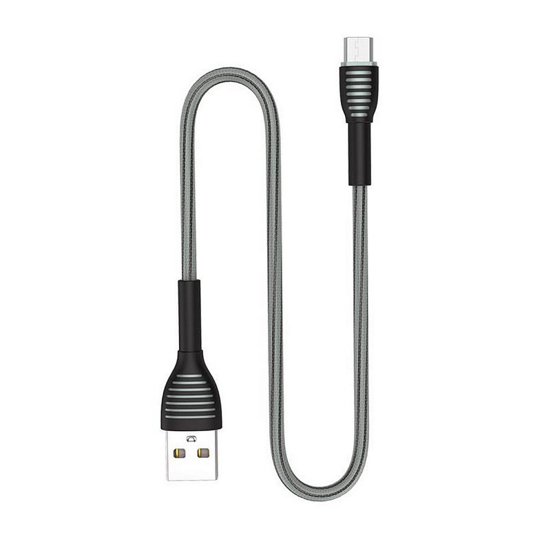 Кабель ColorWay USB-MicroUSB, braided cloth, 3А, 1м, Gray (CW-CBUM041-GR)