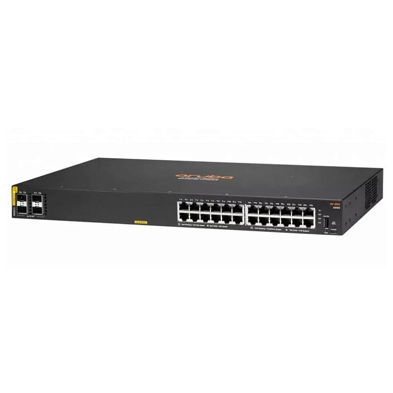 Комутатор HPE Aruba 6000, 24xGE, 4xGE SFP Ports, PoE Class 4 370W, LT Warranty