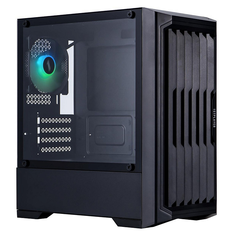 Корпус 1stPlayer H2-BK-4F7 Black без БП