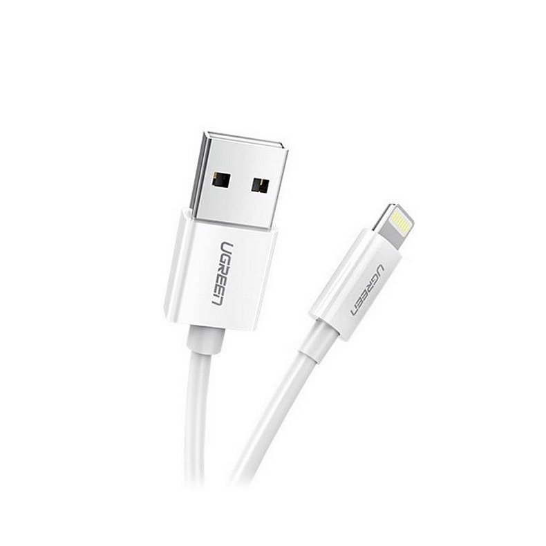 Кабель USB 2.0 AM-Lightning M, 2 м, 2.4A, Nickel Plating ABS Shell Білий, US155 UGREEN