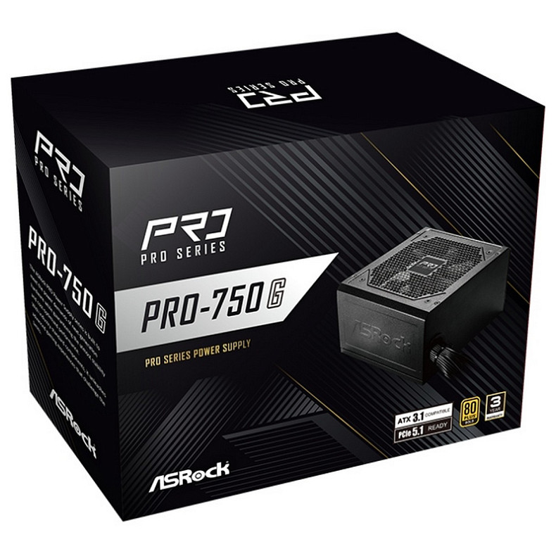 Блок питания ASRock PRO PRO-750G 120mm, 80+ Gold