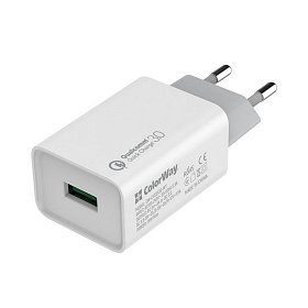 Зарядний пристрій ColorWay QC3.0 (1USBx3A) White (CW-CHS013Q-WT)