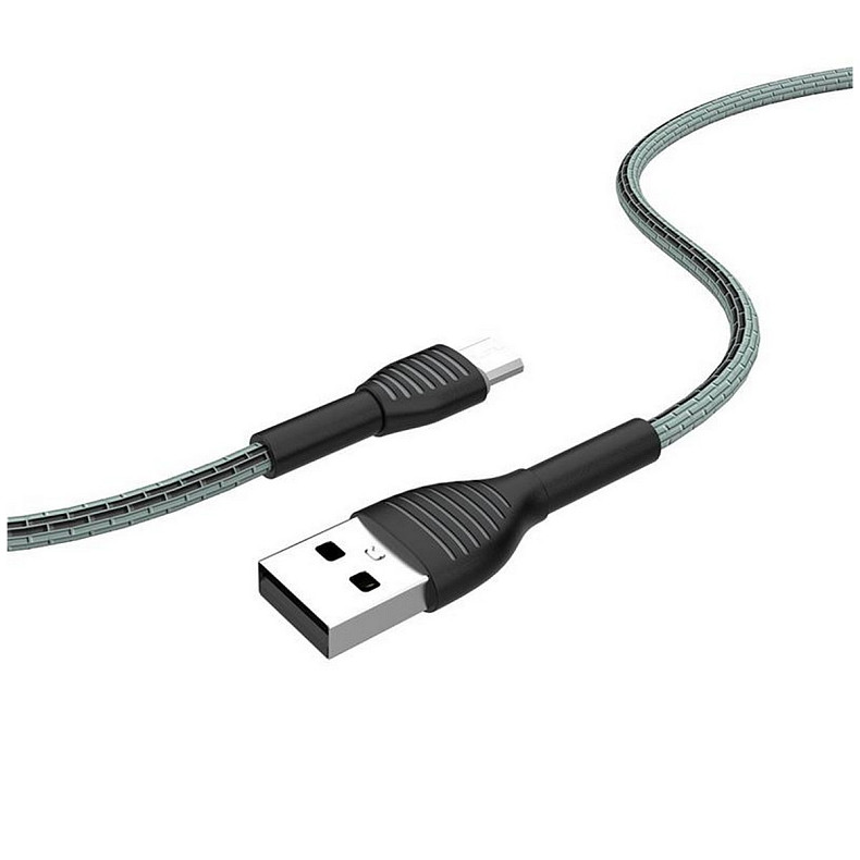 Кабель ColorWay USB-MicroUSB, braided cloth, 3А, 1м, Gray (CW-CBUM041-GR)