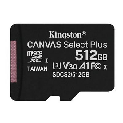 Карта пам'яті Kingston MicroSDXC 512GB UHS-I/U3 Class 10 Canvas Select Plus (SDCS2/512GBSP)